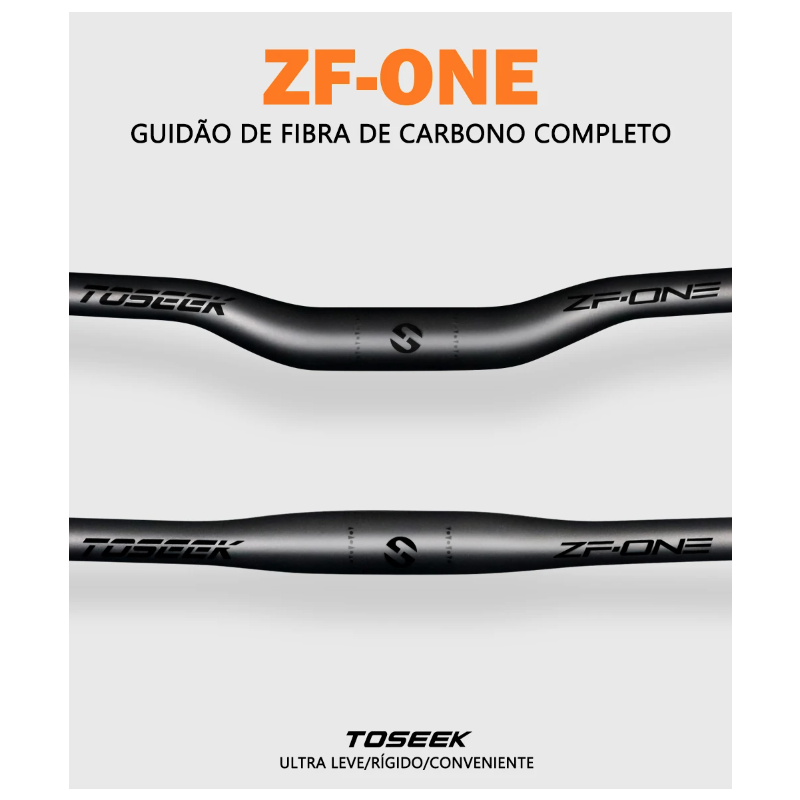Manubrio per Bicicletta TOSEEK ZF-ONE MTB in Fibra di Carbonio 31.8mm x 580mm-760mm Design Nero Opaco Leggero Accessorio di Qualità Premium per Prestazioni e Guida Efficiente