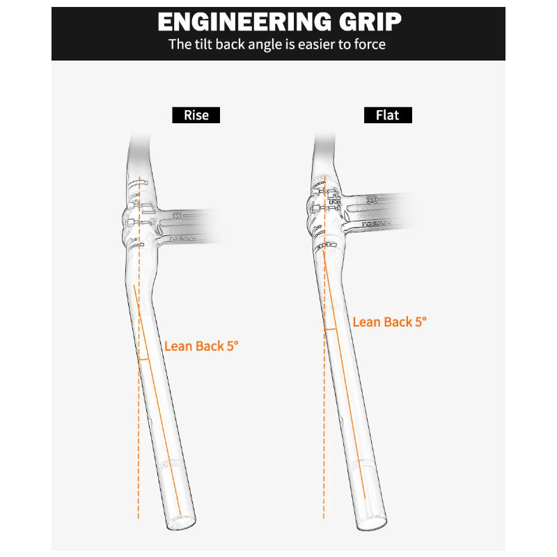 Manubrio per Bicicletta TOSEEK ZF-ONE MTB in Fibra di Carbonio 31.8mm x 580mm-760mm Design Nero Opaco Leggero Accessorio di Qualità Premium per Prestazioni e Guida Efficiente