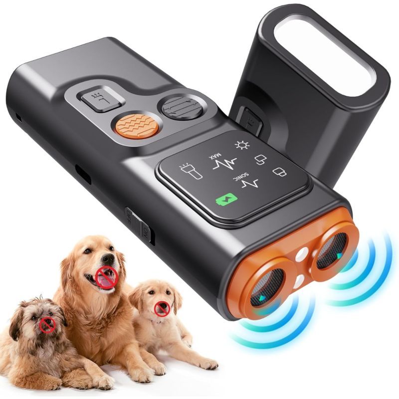 Bark Guard Anti Abbaio Ultrasuoni per Cani con Display HD Torcia LED - Addestramento & Controllo Comportamento