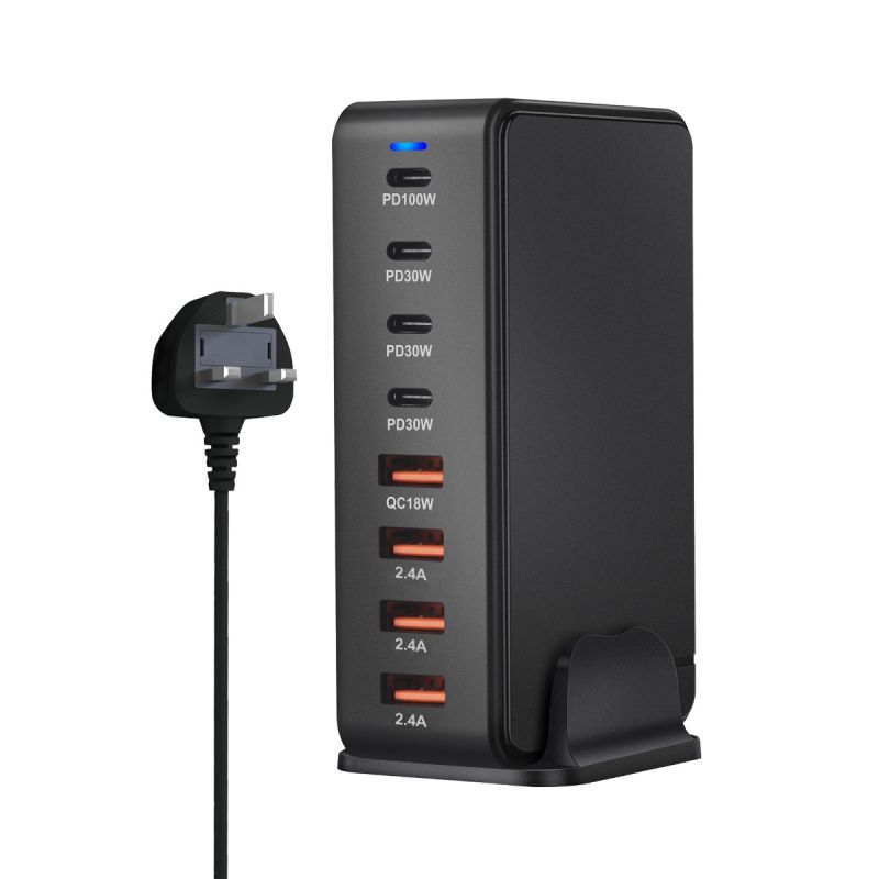 Caricatore GaN da tavolo 240W con tecnologia Nitruro di Gallio 8 porte USB tipo C PD multi-dispositivo ricarica intelligente per smartphone laptop tablet efficienza superiore
