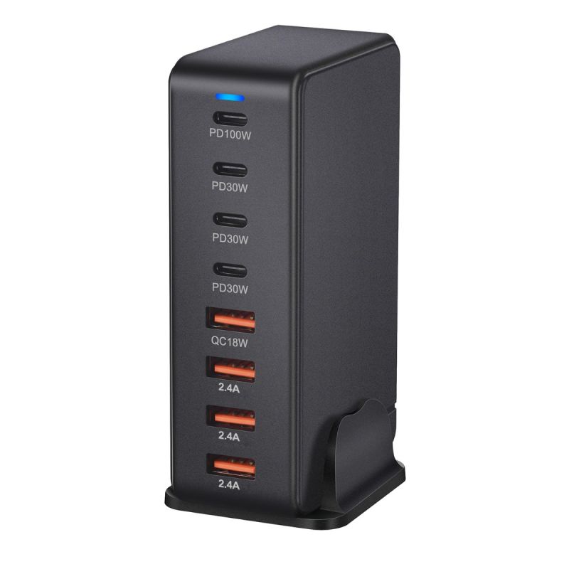 Caricatore GaN da tavolo 240W con tecnologia Nitruro di Gallio 8 porte USB tipo C PD multi-dispositivo ricarica intelligente per smartphone laptop tablet efficienza superiore