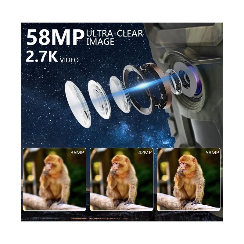 Scopri PR700 Fotocamera per sentieri a infrarossi con rilevamento del movimento e visione notturna Ideale per monitoraggio fauna selvatica e sicurezza domestica Filigrana temporale inclusa