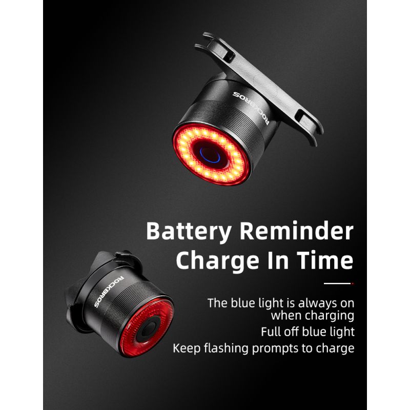 Fanale posteriore ROCKBROS Q3 per ciclismo notturno MTB bici da strada con sensore intelligente impermeabile IPX6 visibilità ottimale accessorio sicurezza per biciclette