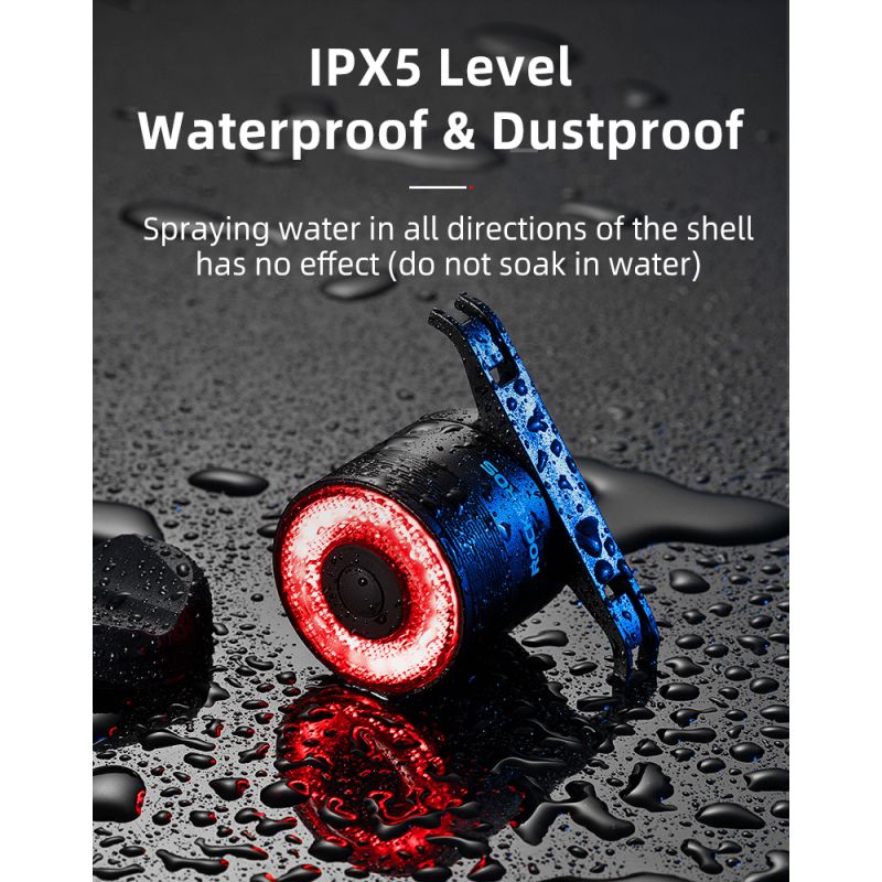 Fanale posteriore ROCKBROS Q3 per ciclismo notturno MTB bici da strada con sensore intelligente impermeabile IPX6 visibilità ottimale accessorio sicurezza per biciclette