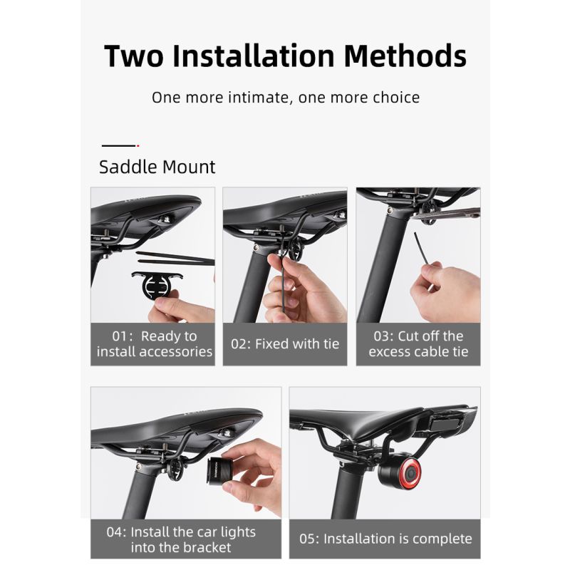 Fanale posteriore ROCKBROS Q3 per ciclismo notturno MTB bici da strada con sensore intelligente impermeabile IPX6 visibilità ottimale accessorio sicurezza per biciclette