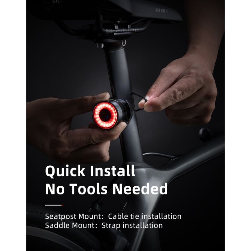 Fanale posteriore ROCKBROS Q3 per ciclismo notturno MTB bici da strada con sensore intelligente impermeabile IPX6 visibilità ottimale accessorio sicurezza per biciclette