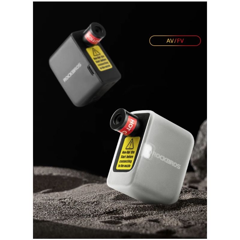 ROCKBROS Pompa Elettrica Portatile per Bici 100PSI Gonfiatore Ricaricabile per Auto Moto Compatta Potente Perfetta per Manutenzione Pneumatici e Gonfiaggio a Lunga Distanza