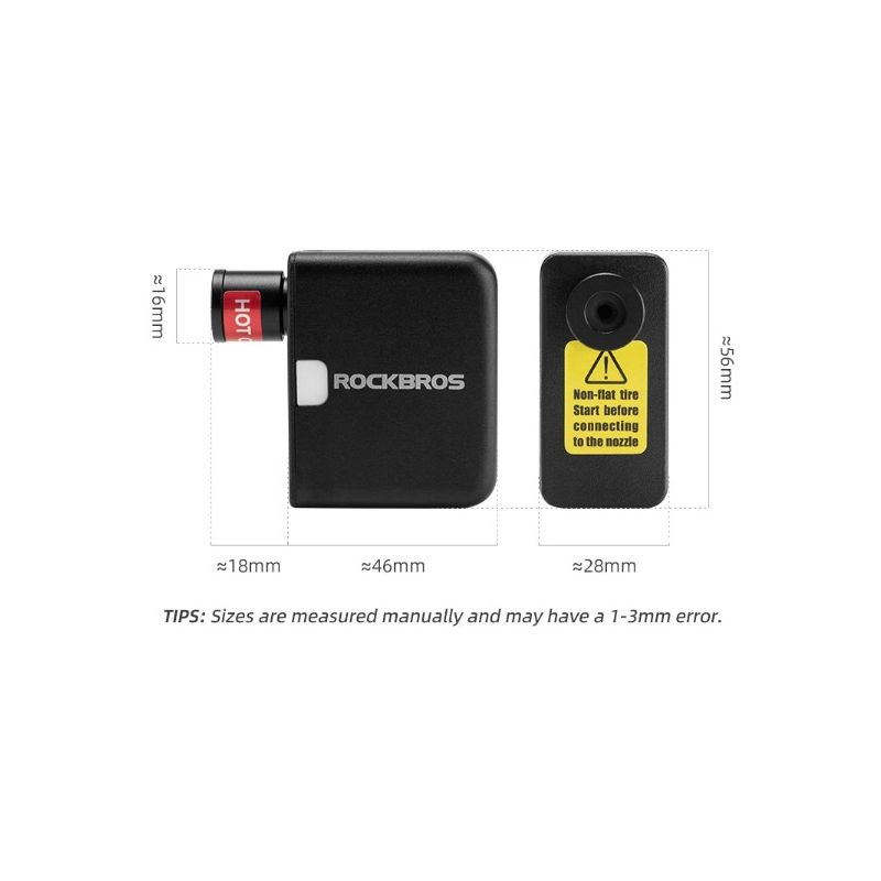 ROCKBROS Pompa Elettrica Portatile per Bici 100PSI Gonfiatore Ricaricabile per Auto Moto Compatta Potente Perfetta per Manutenzione Pneumatici e Gonfiaggio a Lunga Distanza