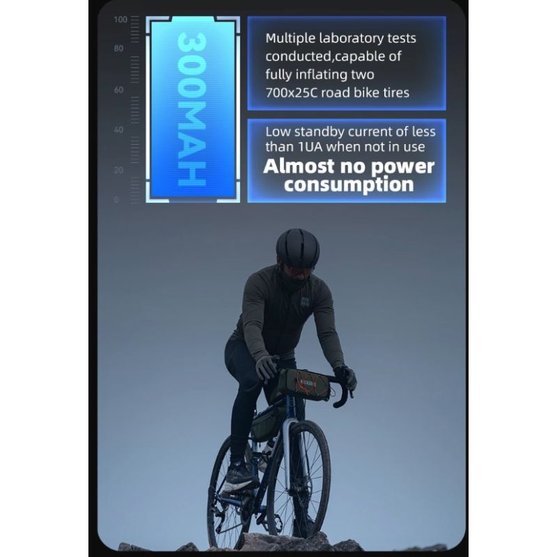 ROCKBROS Pompa Elettrica Portatile per Bici 100PSI Gonfiatore Ricaricabile per Auto Moto Compatta Potente Perfetta per Manutenzione Pneumatici e Gonfiaggio a Lunga Distanza