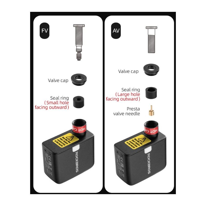 ROCKBROS Pompa Elettrica Portatile per Bici 100PSI Gonfiatore Ricaricabile per Auto Moto Compatta Potente Perfetta per Manutenzione Pneumatici e Gonfiaggio a Lunga Distanza