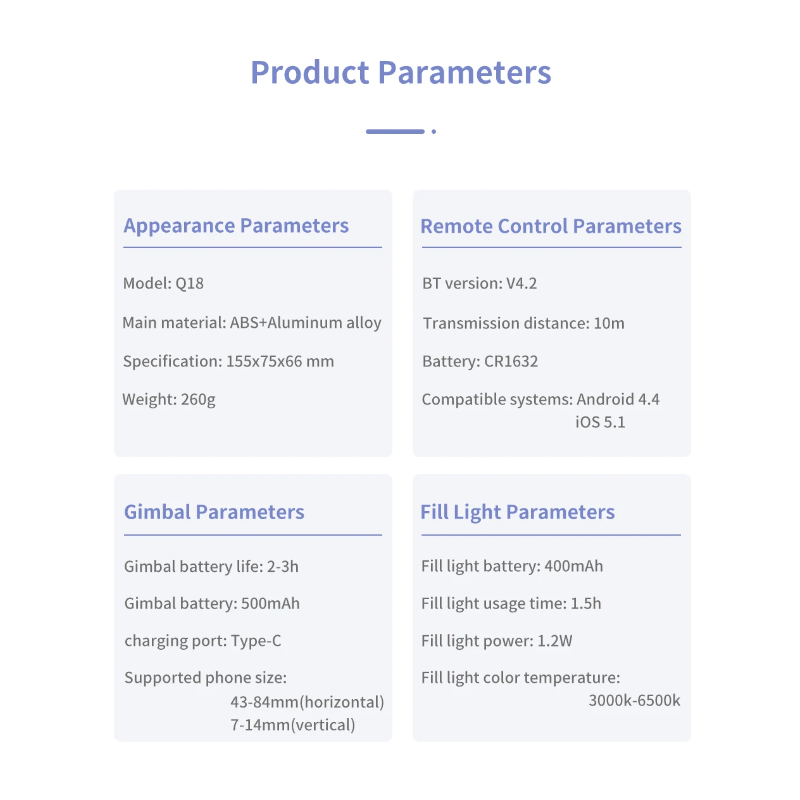 Q18 Selfie Stick Rotazione 360 e Stabilizzatore Cardanico per Fotografia Mobile Gadget Fotografico per Scatti Creativi e Stabili Accessorio Perfetto e Facile da Usare