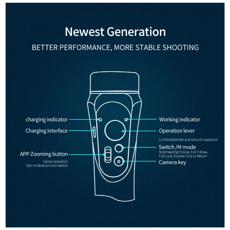 F6 Stabilizzatore 3 Assi Stabilizzatore Portatile per Smartphone e Action Camera con Modalità di Stabilizzazione e Controllo Zoom Manuale per Riprese di Qualità Professionale