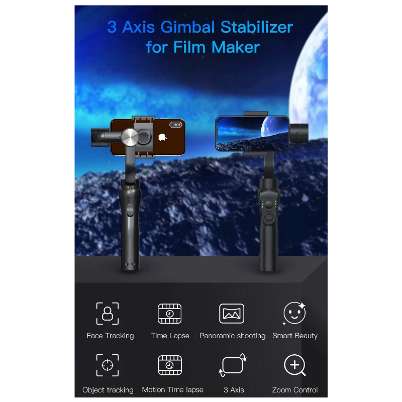 F6 Stabilizzatore 3 Assi Stabilizzatore Portatile per Smartphone e Action Camera con Modalità di Stabilizzazione e Controllo Zoom Manuale per Riprese di Qualità Professionale