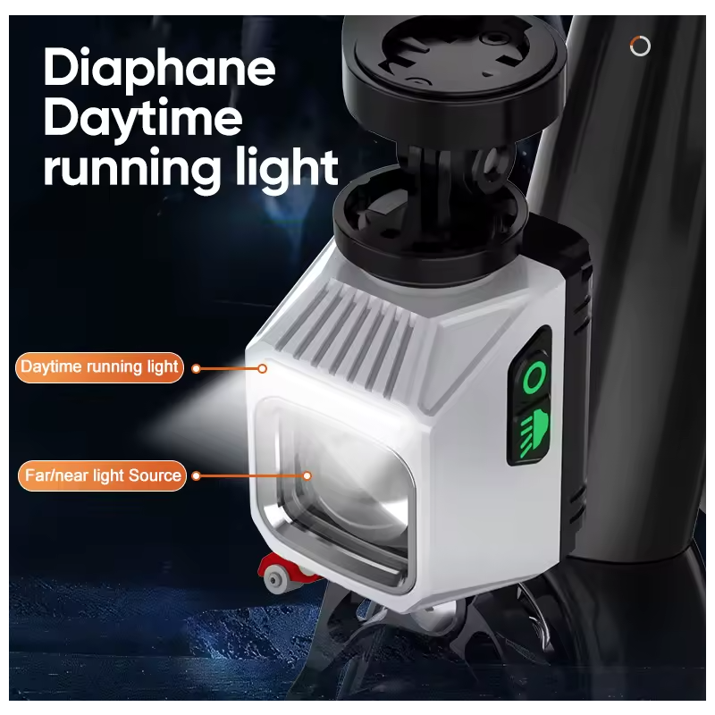 NiteBeam CL1600 faro anteriore ciclismo notturno con controllo doppio interruttore montaggio universale ricarica Type-C lega di alluminio per MTB e luci bici strada