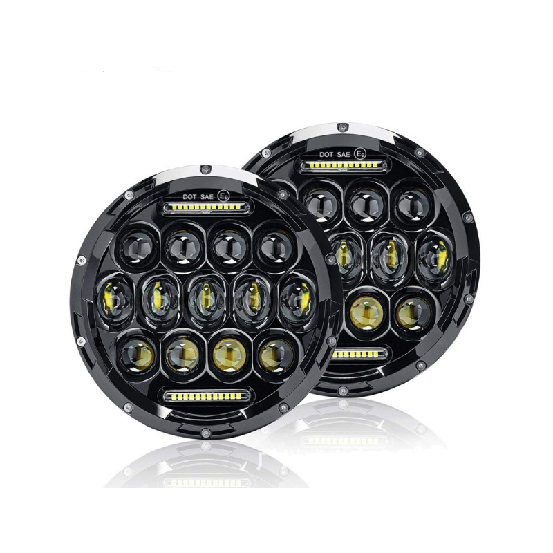 Faro rotondo 7 pollici LED per moto e fuoristrada con fascio DRL segnale svolta 75W Harley Jeep Wrangler lega alluminio impermeabile IP67 accessorio illuminazione durevole