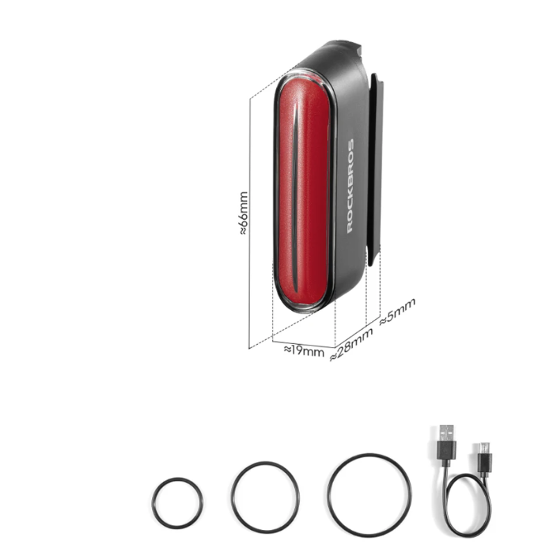 ROCKBROS Fanale Posteriore Bici Magnetico IPX6 Impermeabile 7 Modalità Smart Sensore Notte Luce Sicurezza