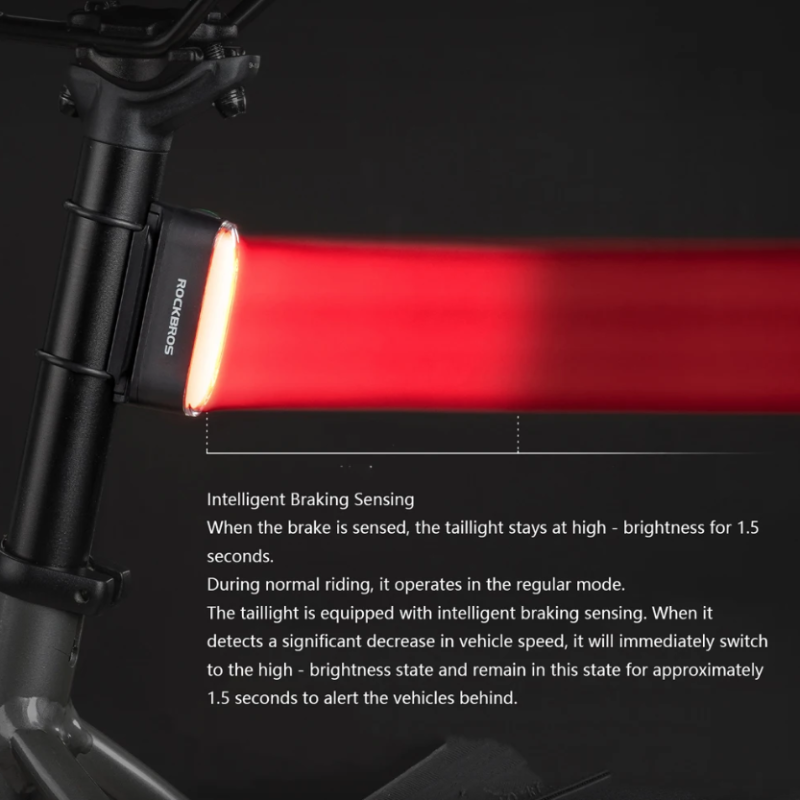 ROCKBROS Fanale Posteriore Bici Magnetico IPX6 Impermeabile 7 Modalità Smart Sensore Notte Luce Sicurezza