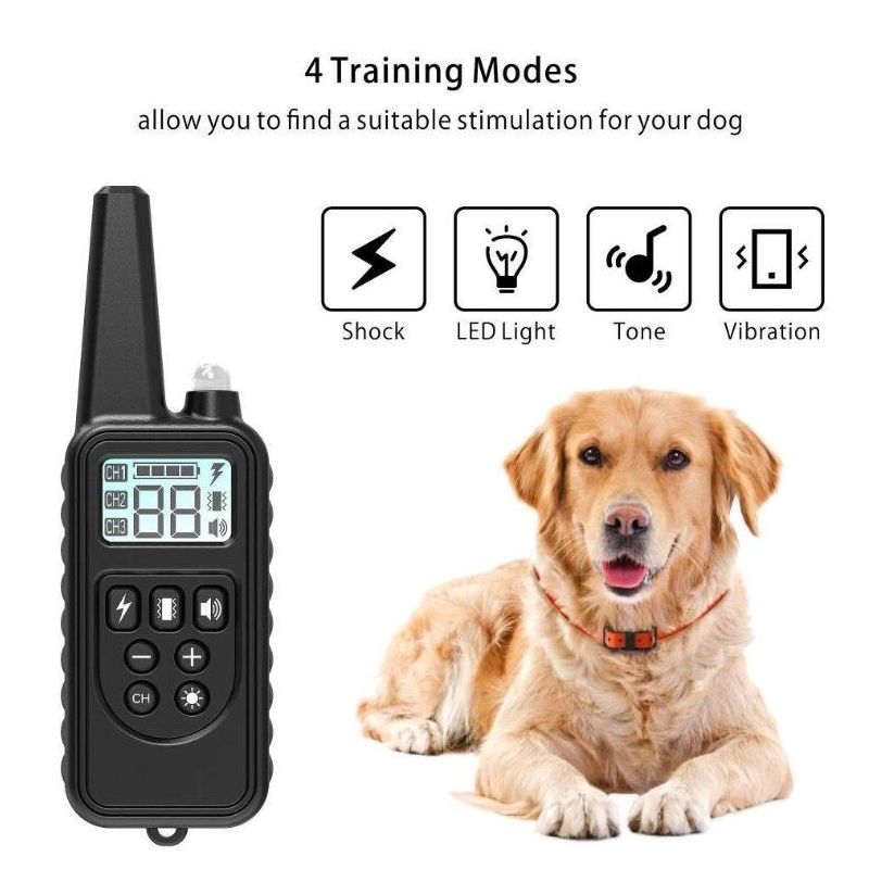 Collare di Addestramento Elettrico 800m con Telecomando per Animali Domestici Display LCD Impermeabile Ricaricabile Modalità Shock Vibrazione Suono Livelli Regolabili Per Cani Di Tutte Le Dimensioni