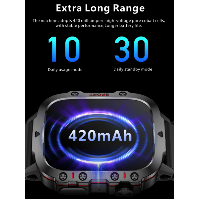 Smartwatch QX11 Uomo IP68 5ATM Chiamata BT Outdoor Sport Fitness Tracker Monitor Salute 1.96