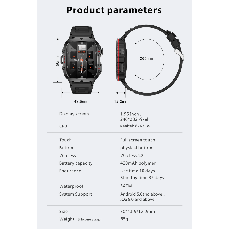 Smartwatch QX11 Uomo IP68 5ATM Chiamata BT Outdoor Sport Fitness Tracker Monitor Salute 1.96