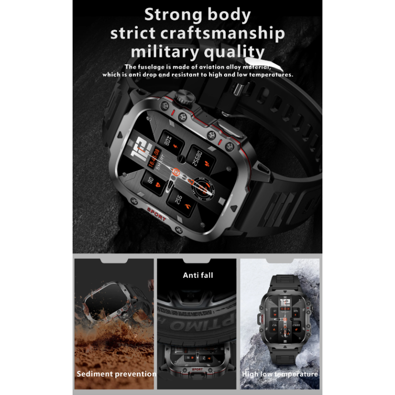 Smartwatch QX11 Uomo IP68 5ATM Chiamata BT Outdoor Sport Fitness Tracker Monitor Salute 1.96