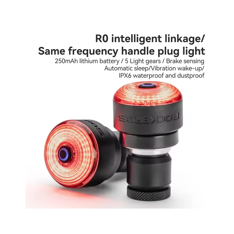 ROCKBROS R0 Fanale Posteriore Tappo Manubrio USB-C MTB, Bici da Strada | Luce Ciclismo Leggera Compatta