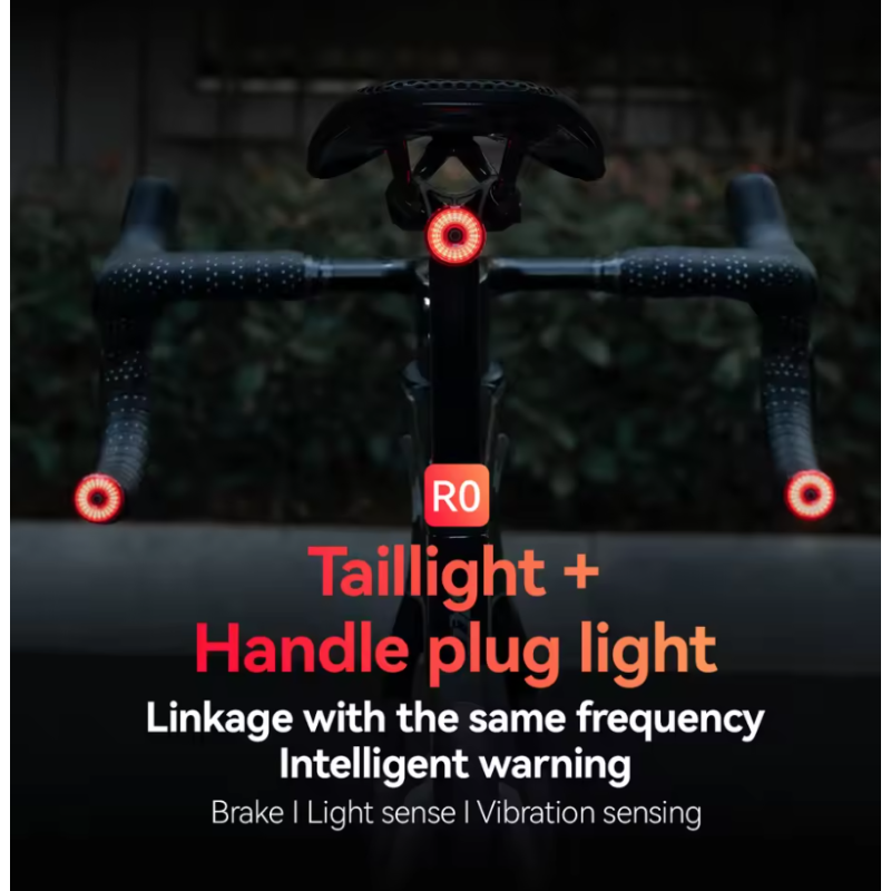 ROCKBROS R0 Fanale Posteriore Tappo Manubrio USB-C MTB, Bici da Strada | Luce Ciclismo Leggera Compatta