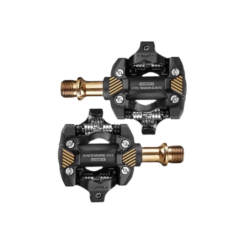 Pedali RACEWORK MTB autobloccanti SPD tacchetti per mountain bike componenti durevoli in acciaio cromato e carbonio comfort e prestazioni per ciclismo fuoristrada e competitivo