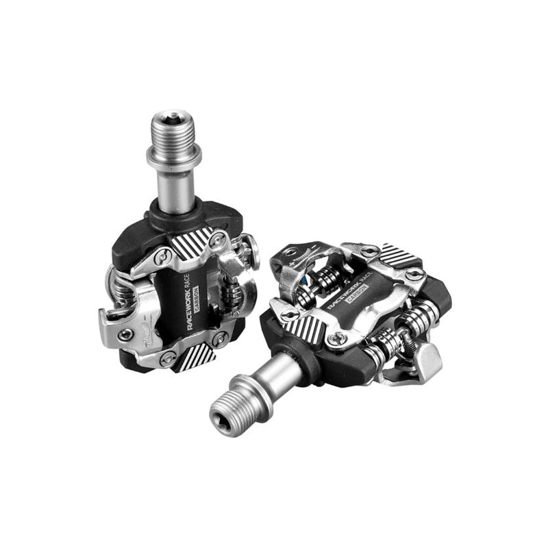 Pedali RACEWORK MTB autobloccanti SPD tacchetti per mountain bike componenti durevoli in acciaio cromato e carbonio comfort e prestazioni per ciclismo fuoristrada e competitivo