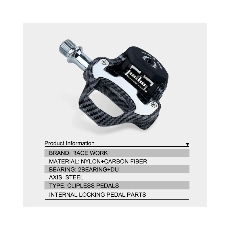 Pedali Bici da Strada RACEWORK in Fibra di Carbonio Ultraleggeri Sistema Autobloccante SPD Keo Alte Prestazioni per Appassionati di Ciclismo и Sport All'Aperto Design Durevole