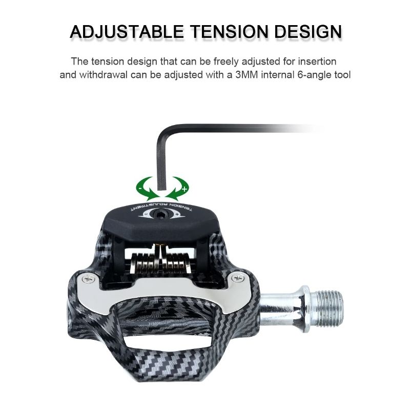 Pedali Bici da Strada RACEWORK in Fibra di Carbonio Ultraleggeri Sistema Autobloccante SPD Keo Alte Prestazioni per Appassionati di Ciclismo и Sport All'Aperto Design Durevole