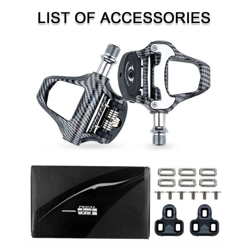 Pedali Bici da Strada RACEWORK in Fibra di Carbonio Ultraleggeri Sistema Autobloccante SPD Keo Alte Prestazioni per Appassionati di Ciclismo и Sport All'Aperto Design Durevole
