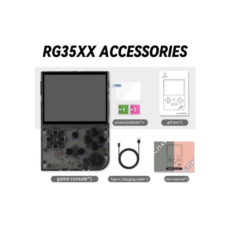 ANBERNIC RG35XX console di gioco portatile retrò supporto PSP design elegante in grigio e viola trasparente schermo IPS vibrante da 35 pollici per gaming classico e nostalgia del gaming