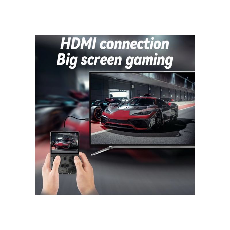 ANBERNIC RG35XX console di gioco portatile retrò supporto PSP design elegante in grigio e viola trasparente schermo IPS vibrante da 35 pollici per gaming classico e nostalgia del gaming