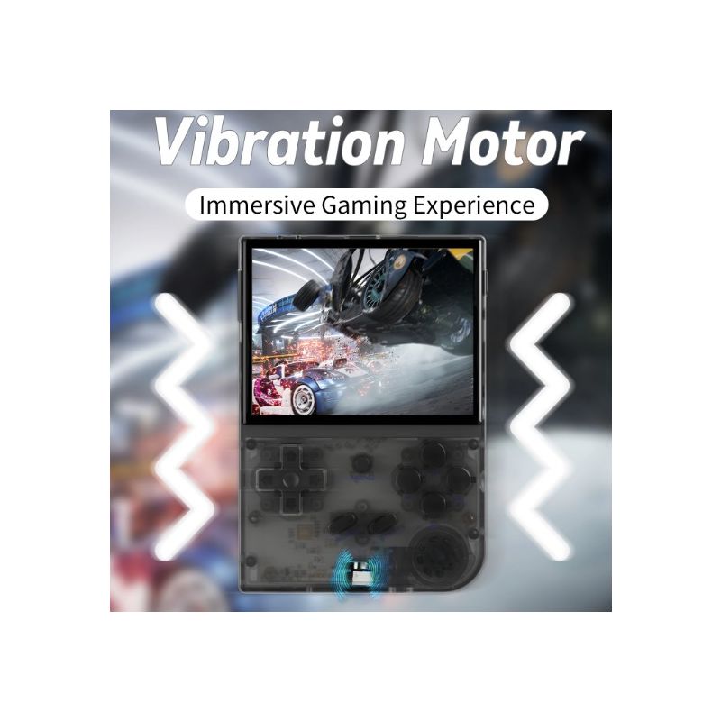 ANBERNIC RG35XX console di gioco portatile retrò supporto PSP design elegante in grigio e viola trasparente schermo IPS vibrante da 35 pollici per gaming classico e nostalgia del gaming