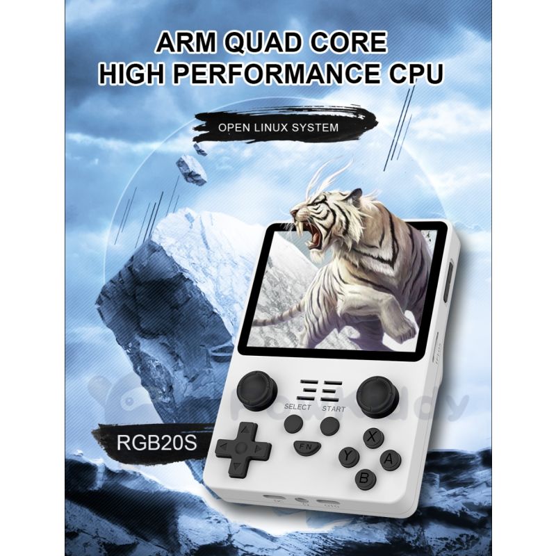 POWKIDDY RGB20S console di gioco portatile retro-gaming schermo 3,5 pollici IPS 4:3 design ultra-compatto sistema open source regali per bambini e appassionati di retrò grafica immersiva