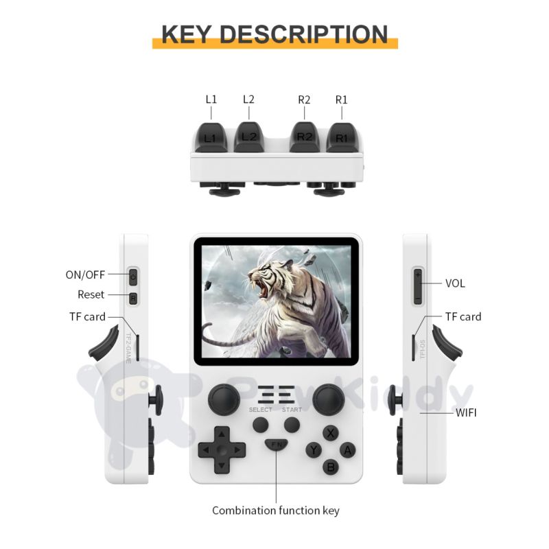 POWKIDDY RGB20S console di gioco portatile retro-gaming schermo 3,5 pollici IPS 4:3 design ultra-compatto sistema open source regali per bambini e appassionati di retrò grafica immersiva