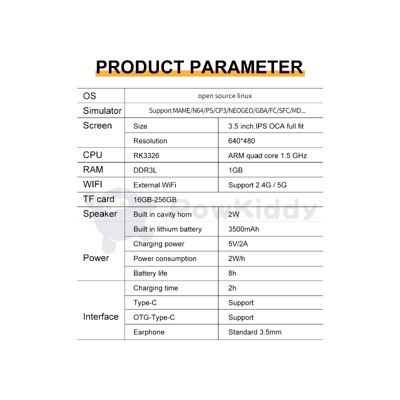 Console di gioco portatile POWKIDDY RGB20S con sistema open source schermo IPS 4:3 da 3,5 pollici giochi retrò MAME N64 PS1 perfetta per giochi nostalgici e personalizzabili