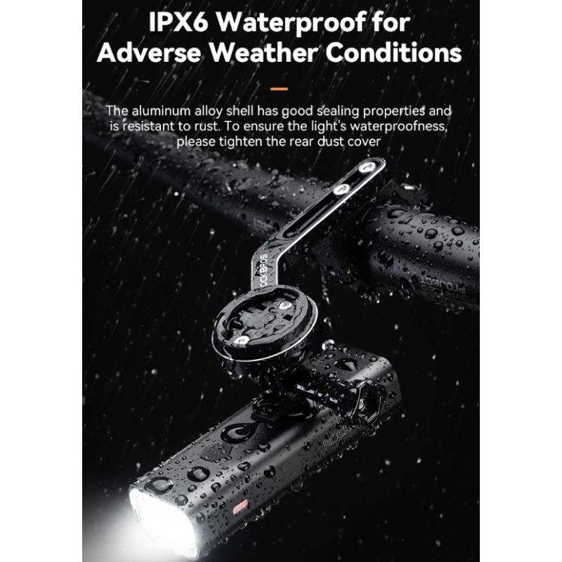 ROCKBROS RHL-1000LUMEN Luce anteriore per bici con 1000 lumen alta luminosità antipioggia ricaricabile Type-C ideale per ciclismo notturno e ciclisti di montagna robusta e versatile