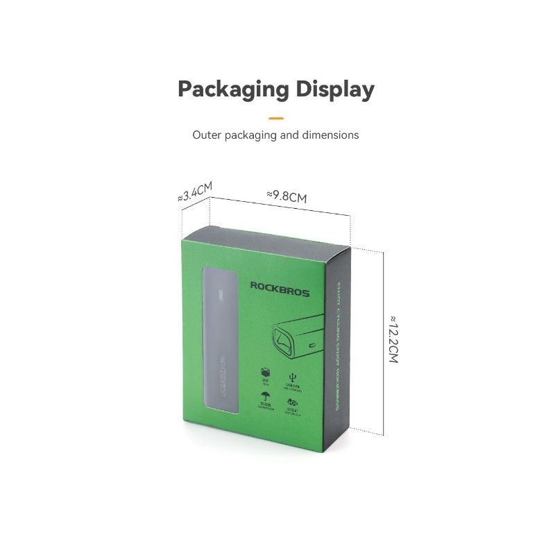 ROCKBROS RHL-1000LUMEN Luce anteriore per bici con 1000 lumen alta luminosità antipioggia ricaricabile Type-C ideale per ciclismo notturno e ciclisti di montagna robusta e versatile