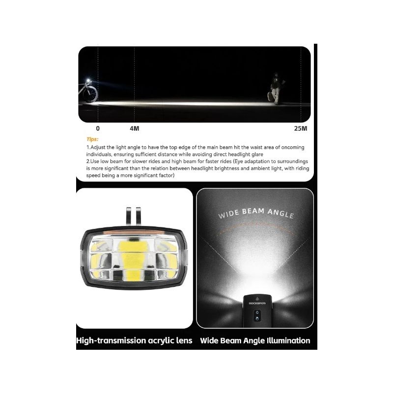 ROCKBROS RHL3000 luce bici anteriore 3000 lumen alta luminosità 10000mAh impermeabile MTB ciclismo su strada torcia elettrica ciclismo notturno accessori ciclismo regolazioni