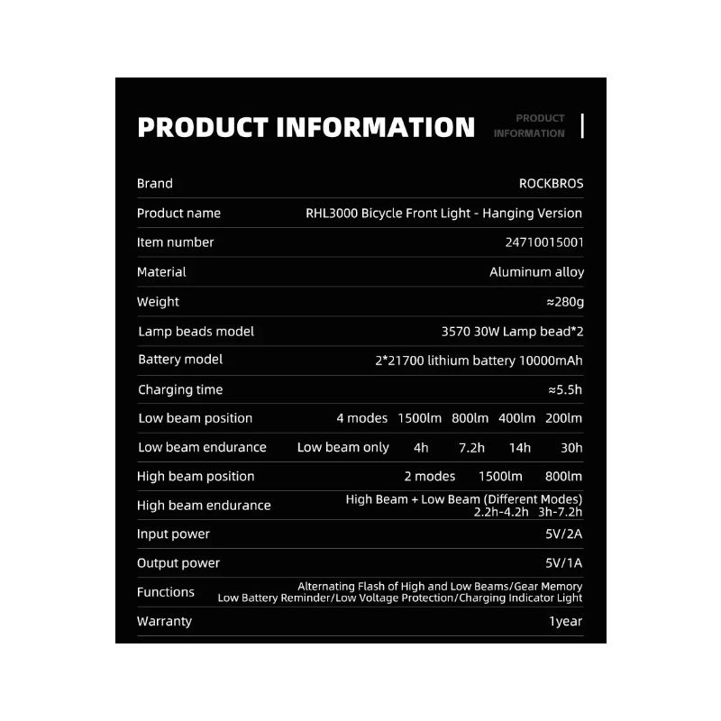 ROCKBROS RHL3000 luce bici anteriore 3000 lumen alta luminosità 10000mAh impermeabile MTB ciclismo su strada torcia elettrica ciclismo notturno accessori ciclismo regolazioni