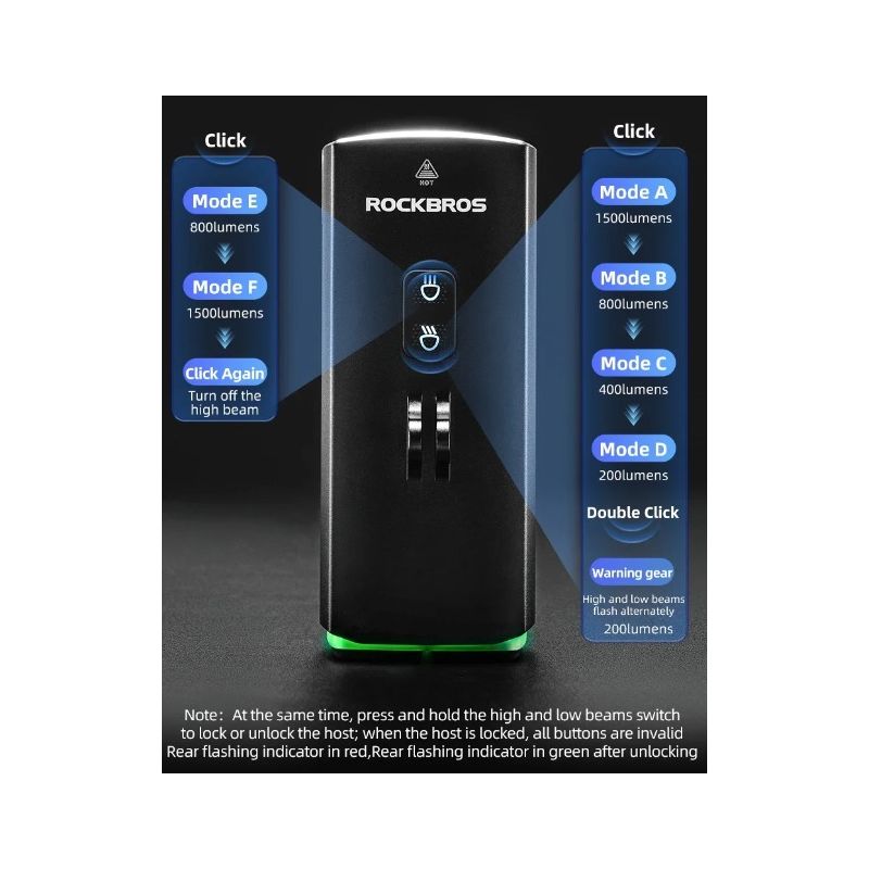 ROCKBROS RHL3000 luce bici anteriore 3000 lumen alta luminosità 10000mAh impermeabile MTB ciclismo su strada torcia elettrica ciclismo notturno accessori ciclismo regolazioni