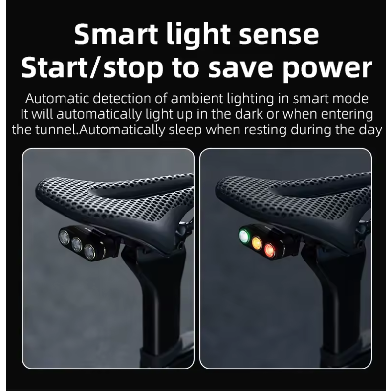 ROCKBROS Smart Luce Posteriore Bici con Sensore Freno | IP64 Impermeabile | Type-C | Sicurezza Ciclismo