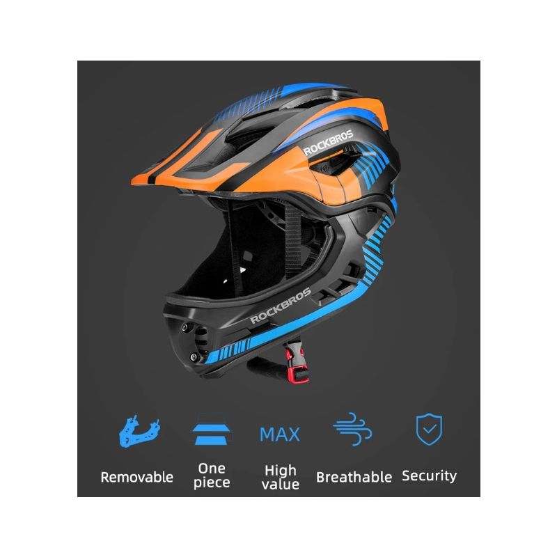 ROCKBROS casco da ciclismo per bambini design rimovibile struttura integrale modellata ventilazione traspirante attrezzatura protettiva per giovani ciclisti sport d'avventura
