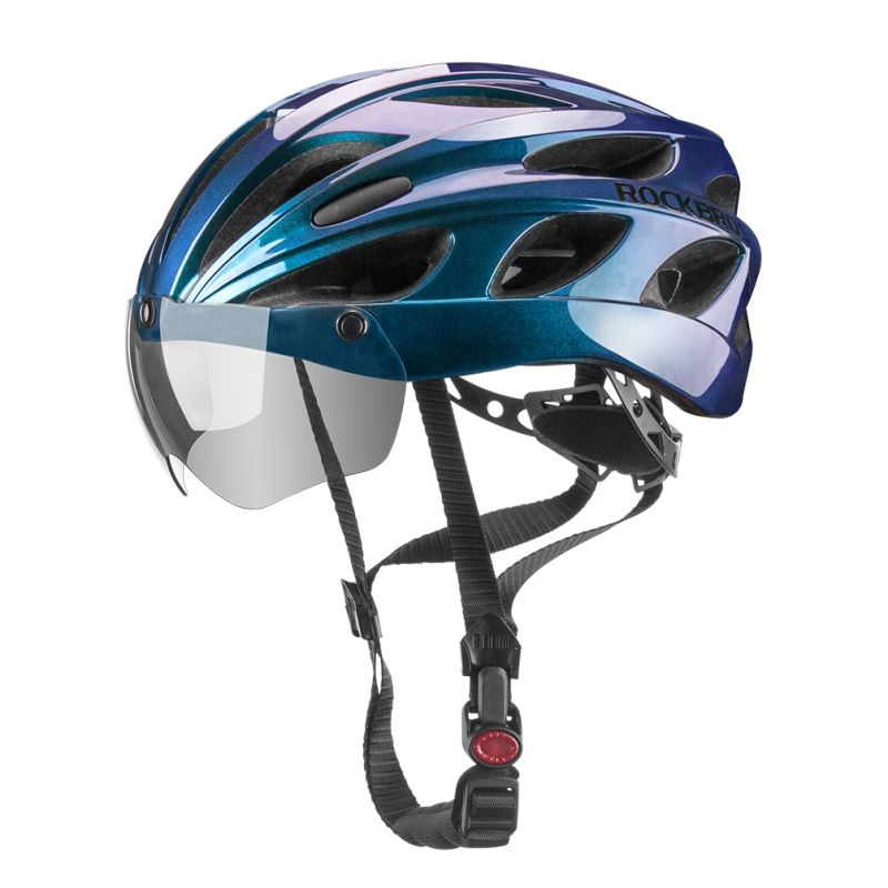 Casco da bicicletta ROCKBROS ultraleggero modellato integralmente traspirante con occhiali da sole MTB resistenza agli urti perfetto per ciclismo su strada e sistema di ventilazione