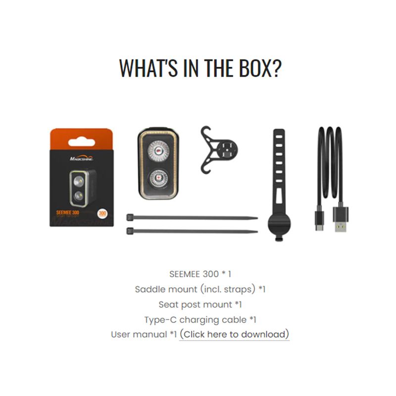 Magicshine SEEMEE300 fanale posteriore LED intelligente WarnSafe Impermeabile IPX6 300 lumen per sicurezza ciclistica Visibilità 360° ciclismo urbano outdoor accessorio di sicurezza