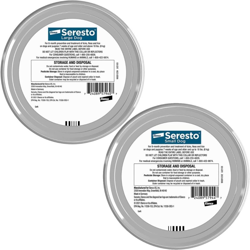 Collare di prevenzione e trattamento contro pulci e zecche Seresto per cani di taglia grande, raccomandato dal veterinario, protezione per 8 mesi