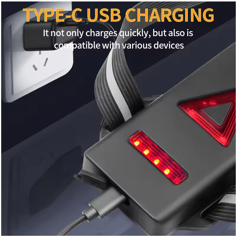 Luci Notturne Corsa LED Pettorale 500 Lumen, 90° Regolabile, Luce Avvertimento Posteriore, Impermeabile