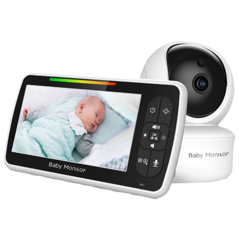 Scopri il Baby Monitor 5 Pollici con Fotocamera SM650 Monitor Video Portatile Alta Risoluzione 720P Connessione Wireless FHSS Audio Bidirezionale Batteria a Lunga Durata Cura del Bambino